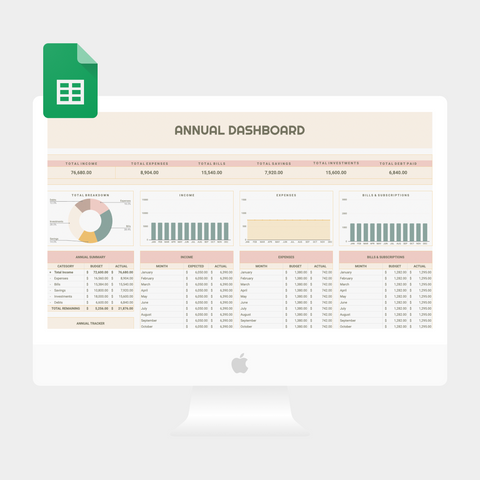 Annual Budget Spreadsheet with PLR & MRR Rights